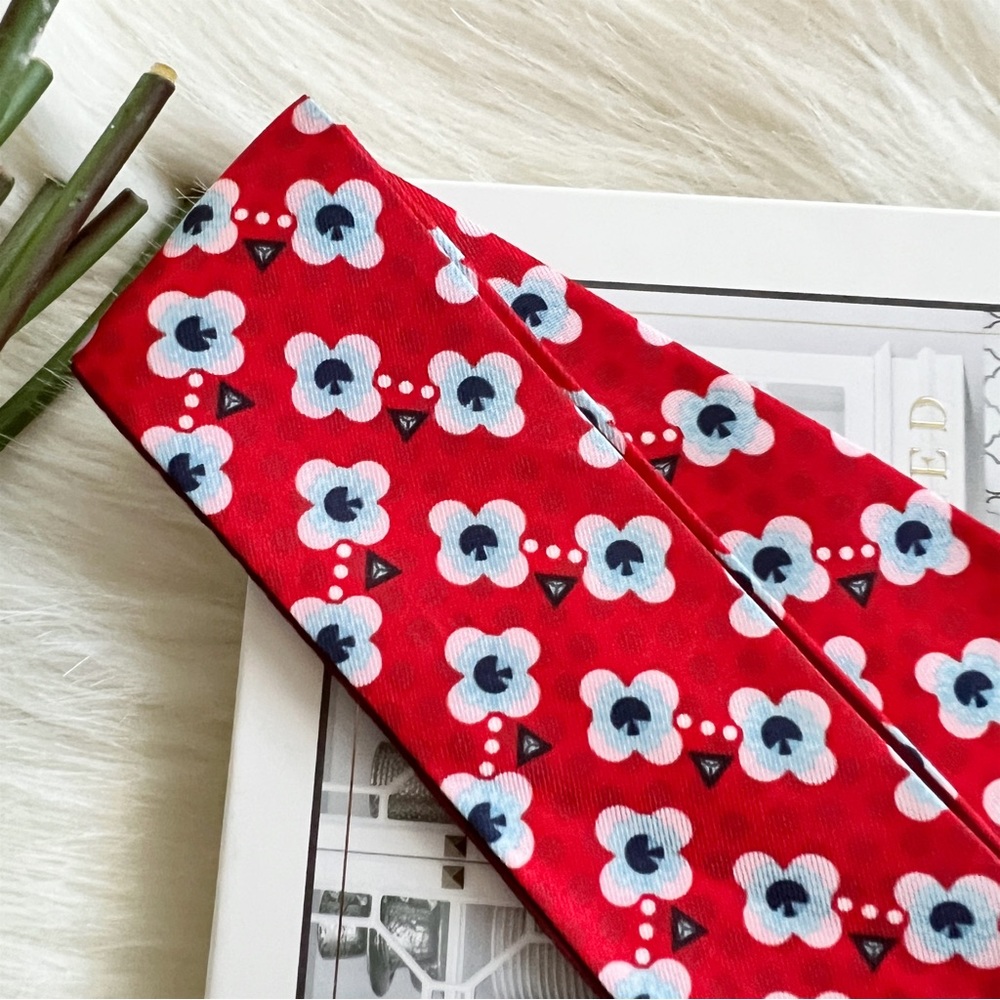 Floral Twilly Scarf Bag Handle Satin Wrap - Picture 3 of 6